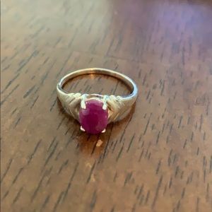 Raw Ruby and Sterling Silver Ring